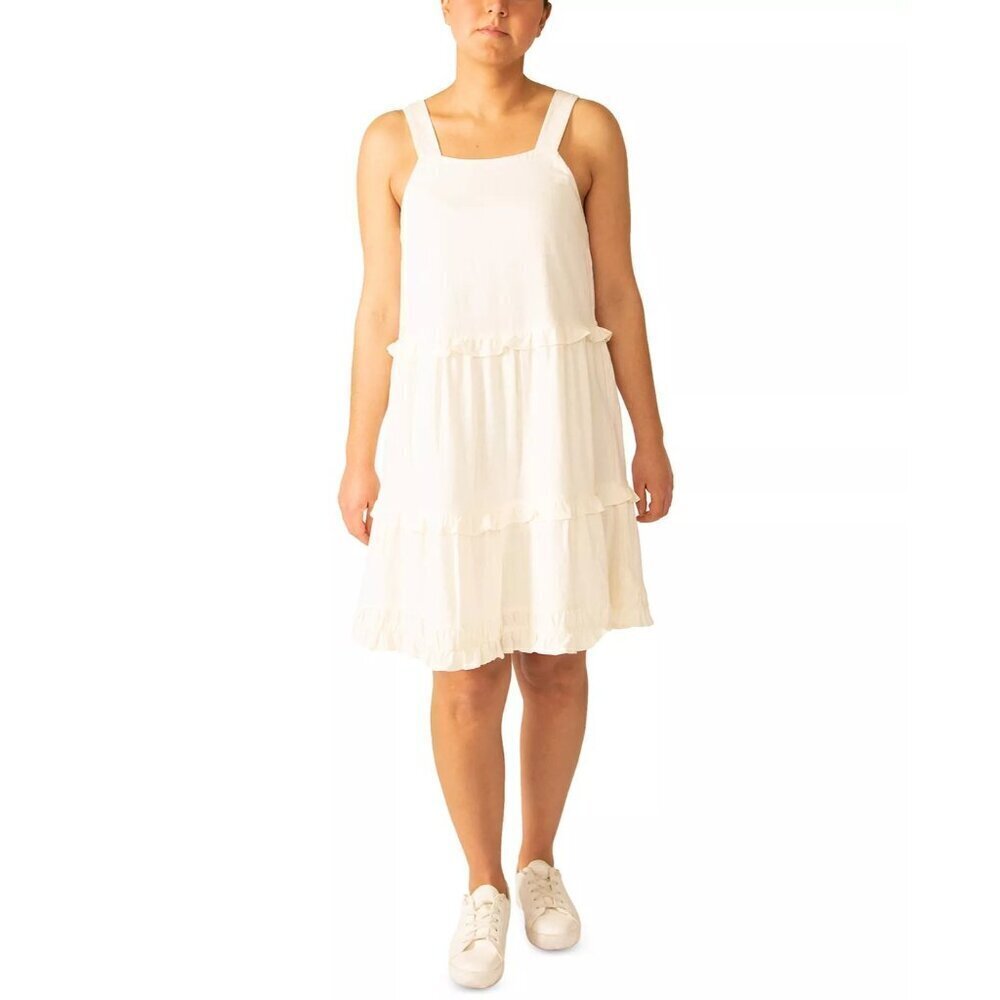 Black Tape Womens Petite Size PXS Tiered Ruffled Dress in Light Birch Cream $79